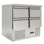 SALADETTE ET TABLE RÉFRIGÉRÉE EN ACIER INOX AISI 201  - Mod. G-S901-4D-FC - STATIQUE - N. 4 tiroirs - Température +2°/+10°C - Dim. cm 90 x 70 x 85 - Norme CE