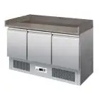 COMPTOIR RÉFRIGÉRÉ À PIZZA EN ACIER INOX AISI 304 - GASTRONORM 1/1 (53x32,5 cm) - STATIQUE - Mod. G-S903PZVRX - N. 3 Portes réfrigérés - Témperature +2°/+8°C - Dim. 140x70xh102 cm - Norme CE