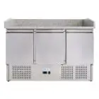 COMPTOIR RÉFRIGÉRÉ À PIZZA EN ACIER INOX AISI 201 - GASTRONORM 1/1 ( 53x32,5cm) - STATIQUE - Mod. G-S903PZVRX FC - N. 3 portes réfrigérées - Température +2°/+8°C - Dim. 140x70x102 cm - Norme CE