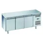 TABLE RÉFRIGÉRÉE EN ACIER INOX AISI 201 - POUR SNACK - VENTILÉ - Mod. G-SNACK3100TN-FC - CAPACITÉ BRUTE 239 Lt - N. 3 PORTES - Température -2°/+8°C - Dim. 179,5x60x85 cm - Norme CE
