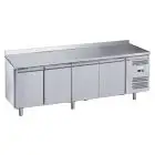 TABLE RÉFRIGÉRÉE AVEC DOSSERET EN ACIER INOX AISI 201 - POUR SNACK - VENTILÉ - Mod. G-SNACK4200TN-FC - CAPACITÉ BRUTE 342 Lt - N. 4 PORTES - Température -2°/+8°C - Dim. 223x60x95 cm - Norme CE