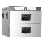 FOUR DE MAINTIEN EN TEMPÉRATURE AVEC 2 TIROIRS - MOD. GMC2E - VERSION ÉLECTRONIQUE  - CAPACITÉ : 2 GN 1/1 - ALIMENTATION MONOPHASÉ V 230/1/50 Hz - PUISSANCE  W 900 - DIM.  Cm L 65 X P 60 X h 51 - Poids  Kg 35