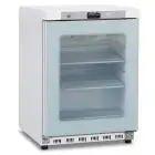 Armoire réfrigérée statique ventilée avec porte vitrée modèle GN 200 G TN, température +2°C / +10°C, capacité brute 200 Lt, dimensions extérieures 600 x 625 x 850 mm.