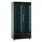 ARMOIRE RÉFRIGÉRÉE EN ACIER PEINT EN NOIR - POUR BOISSONS - VENTILÉE - Mod I LOOC 80 JUMBO N - CAPACITÉ de 690 litres - 2 PORTES EN VERRE - TEMPÉRATURE 0/+10°C - DIMENSIONS cm L 94 x P 61,5 x H 202,3 - NORME CE