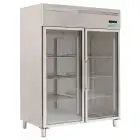 Armoire réfrigérée congélateur en acier inox AISI 201 - Mod M-GN1410BTG-FC - Gastronorm 2/1 (65 x 53 cm) - Ventilée - 2 porte en verre - Capacité de 1300 litres - Température -18°/-22°C - Dimensions cm L 148 x P 83 x 201 H