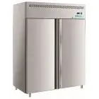 Armoire réfrigérée en acier inox AISI 201 - Mod M-GN1410TN-FC - Gastronorm 2/1 (65 x 53 cm) - Ventilée - 2 porte - Capacité de 1300 litres - Température 0°/+8°C - Dimensions cm L 148 x P 83 x 201 H