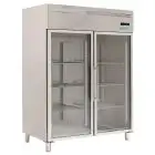 Armoire réfrigérée en acier inox AISI 201 - Mod M-GN1410TNG-FC - Gastronorm 2/1 (65 x 53 cm) - Ventilée - 2 porte en verre - Capacité de 1300 litres - Température 0°/+8°C - Dimensions cm L 148 x P 83 x 201 H