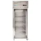 Armoire réfrigérée congélateur en acier inox AISI 201 - Mod M-GN650BTG-FC - Gastronorm 2/1 (65 x 53 cm) - Ventilée - 1 porte en verre - Capacité de 650 litres - Température -18°/-22°C - Dimensions cm L 74 x P 83 x 201 H