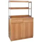 MEUBLE DE SERVICE DE SALLE - MOD. ML3212SS - Structure  mélamine - Couleur chêne claire - N. 2 portes - N. 2 tiroirs - Étagère ouvert - Dim. 90 x 48 x h155 cm