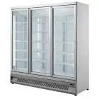 PRÉSENTOIR RÉFRIGÉRÉ POUR BOISSONS - VENTILÉ - Mod OT188VP3 - CAPACITÉ 1530 L - 3 PORTES EN VERRE - TEMPÉRATURE 0°/+10°C - DIMENSIONS cm L 188 x P 71 x H 199,7 - NORME CE