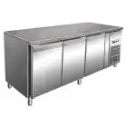 TABLE RÉFRIGÉRÉE EN ACIER INOX AISI 304 - PÂTISSERIE - VENTILÉE - Mod. G-PA2000TNGR7 - PLATEAU EN GRANIT - 3 PORTES - CAPACITÉ BRUTE DE 613 LITRES - TEMPÉRATURE -2°/+8°C - Dimensions cm L 200,5 x P 80 x 87 H - Norme CE