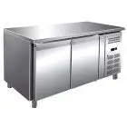 TABLE RÉFRIGÉRÉE EN ACIER INOX AISI 304 - SPÉCIAL PÂTISSERIE - FROID VENTILÉ - Mod. RVZ2100TN - 2 PORTES - CAPACITÉ 428 L - TEMPÉRATURE -2°/+8°C - Dim. L 151 x P 80 x h 86 cm - Norme CE