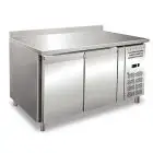 TABLE RÉFRIGÉRÉE AVEC DOSSERET EN ACIER INOX AISI 304 - SPÉCIAL PÂTISSERIE - FROID VENTILÉ - Mod. RVZ2200TN - 2 PORTES - CAPACITÉ 428 L - TEMPÉRATURE -2°/+8°C - Dim. L 151 x P 80 x h 86 cm - Norme CE