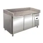 COMPTOIR RÉFRIGÉRÉ À PIZZA EN ACIER INOX AISI 304 - POUR BACS À PÂTONS 60x40 cm - FROID VENTILÉ - Mod. RB02 - 2 PORTES - TEMPÉRATURE +2°/+8°C - Dim. L 151 X P 80 X h 100 cm - Norme CE