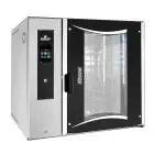 FOUR ÉLECTRIQUEÀ CONVECTION ÉQUIPÉ DE VAPEUR INDIRECT AVEC BOILER, CHARRIOT FIXE PIVOTANTE ET PANNEAU TOUCH SCREEN AVEC ICÔNES - Cod. ROTORBAKE/E2 VISION - CONVIENT POUR PÂTISSERIE ET BOULANGERIE - Capacité plaques n. 10 cm 40x60, 46x66 ou 50x70 - Puissan