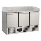 SALADETTE ET COMPTOIR RÉFRIGÉRÉ À PIZZA EN ACIER INOX AISI 304 - Mod SF 903 PZ - FROID STATIQUE BRASSÉ - GASTRONORM 1/1 (53 x 32,5 cm) - 3 PORTES RÉFRIGÉRÉES - TEMPÉRATURE +2°/+8°C - Dim L 140 x P 70 x h 101 cm