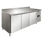 TABLE RÉFRIGÉRÉE AVEC DOSSERET EN ACIER INOX AISI 304 - FROID VENTILÉ - Mod SNACK 3200 TNF - 3 PORTES - CAPACITÉ 386 L - TEMPÉRATURE -2°/+8°C - Dim L 179,5 x P 60 x h 96 cm