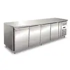 TABLE RÉFRIGÉRÉE EN ACIER INOX AISI 304 - VENTILÉE - Mod UOCEM4100BT - 4 PORTES - CAPACITÉ 511 L - TEMPÉRATURE -10°/-20°C - Dimensions cm L 223 x P 60 x H 86 - Norme CE