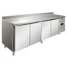 TABLE RÉFRIGÉRÉE AVEC DOSSERET EN ACIER INOX AISI 304 - FROID VENTILÉ - Mod SNACK 4200 TNF - 4 PORTES - CAPACITÉ 511 L - TEMPÉRATURE -2°/+8°C - Dim L 223 x P 60 x h 96 cm