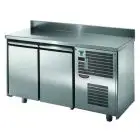TABLE RÉFRIGÉRÉE AVEC DOSSERET EN ACIER INOX AISI 304 - Mod. UG02M60AL - VENTILÉ - N. 2 PORTES - TEMPÉRATURE 0°/+10°C - Dim. 146x60xh95/102 cm - Norma CE