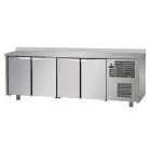 TABLE RÉFRIGÉRÉE AVEC DOSSERET EN ACIER INOX AISI 304 - Mod.  UG04M60AL - VENTILÉ - N. 4 PORTES - TEMPÉRATURE 0°/+10°C - Dim. 236x60xh95/102 cm - Norma CE