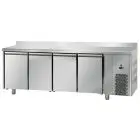 TABLE RÉFRIGÉRÉE AVEC DOSSERET EN ACIER INOX AISI 304 - VENTILÉE  - Mod. UG04MBTAL - GASTRONORM 1/1 - N. 4 PORTES - TEMPÉRATURE -18°/-22°C - Dim.  232x71,5xh95/102 cm - Norme CE
