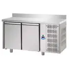 TABLE RÉFRIGÉRÉE AVEC DOSSERET EN ACIER INOX AISI 304 - POUR PÂTISSERIE - PLAQUES cm 60x40 - VENTILÉE - Mod. UQ02MAL - N. 2 PORTES - TEMPÉRATURE 0°/+10°C - Dim. 160x80xh95/102 cm - Norme CE