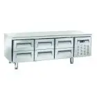 Table réfrigérée en acier inox - Mod UGN 3160 - Froid ventilé - 6 tiroirs - Capacité 268 L - Température -2°/+8°C - Dimensioni L 180,3 x P 70 x h 65 cm