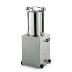 POUSSOIR À VIANDE IDRAULIQUE VERTICALE - MOD. 123124 - Capacité cylindre Lt 25 - Diamètre cylindre cm. Ø 26 - Longueur cylindre  cm. 46 - Alimentation MONOPHASÉ 230/50/1 - Norme CE