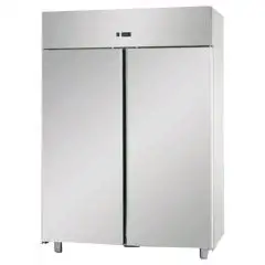 ARMOIRE RÉFRIGÉRÉE EN ACIER INOX AISI 304 - VENTILÉE  - Mod. BG14EBT - GASTRONORM 2/1 - CAPACITÉ 1400 Lt - N. 2 PORTES - TEMPÉRATURE -18°/-22°C -Dim. cm 142x80xh203/210 - Norme CE