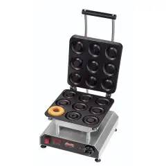 PLAQUE INDIVIDUEL  - MOD. 2351872EU - EN ALUMINIUM TÉFLON  - FORME : N. 9 WAFFEL ROND  Ø cm 8X2,6 - Alimentation V 230/50hz monophasé - PUISSANCE  W 2200 - DIM. Cm L 32 x P 34 x h 27,5 - NORME CE