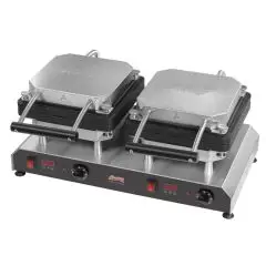 MACHINE POUR WAFFEL , GAUFFRES - Mod 51913EU - BASE DOUBLE POUR PLAQUES INTERCHANGÉABLES- Alimentation V 400/50-60Hz TRIPHASÉ  - PUISSANCE  W 5600 - DIM. Cm L 61 x P 34 x h 27,5