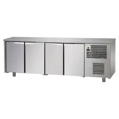 TABLE RÉFRIGÉRÉE EN ACIER INOX AISI 304 - Mod.  UG04M60 - VENTILÉ - N. 4 PORTES - TEMPÉRATURE 0°/+10°C - Dim. 236x60xh85/92 cm - Norma CE