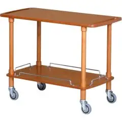 CHARIOT DE SERVICE EN BOIS 2 NIVEAUX  - MOD. CLP2 - Structure en bois massif - Niveaux en bois feiulleté de bouleau - Dim.  110x55xh82 cm