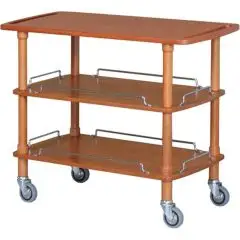 CHARIOT DE SERVICE EN BOIS 3 NIVEAUX - MOD. CLP3 - Structure en bois massif - Niveaux en bois feiulleté de bouleau - Dim. 110 x55xh89 cm