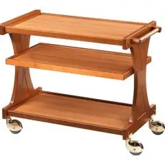 CHARIOT DE SERVICE EN BOIS 3 NIVEAUX  MOD. CL2150 - Structure en bois feiulleté de bouleau - Niveaux en mélamine -Dim. 86x55xh85 cm