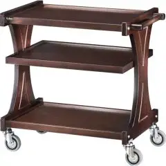 CHARIOT DE SERVICE EN BOIS 3 NIVEAUX - MOD. CL2151 - Structure en bois feiulleté de bouleau - Niveaux en mélamine -  Dim. 106x55xh85  cm