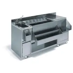 MODULE DE PRÉPARATION DE COCKTAIL - AVEC BAIGNOIRE ET BAC D'ÉGOUTTAGE - MOD. 130100 - Taille Cm L 155 x P 56 x h 83,5 - Poids Kg. 76 - Volume: 0,8