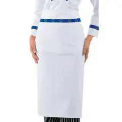 TABLIER DE CUISINE RONDIN EURO - MOD. 114499 - 100% COTON - DIMENSIONS cm. 95x70 - COULEUR BLANCHE AVEC CORDON DE LOGO EURO