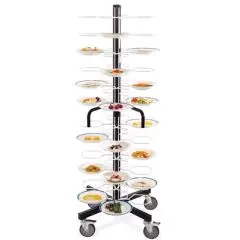 COLONNE  PORTE ASSIETTES - MOD. 3010 - STRUCTURE EN ACIER PEINT EN NOIR - GRILLES EN ACIER PLASTIFIÉES RILSAN BLANC - CAPACITÉ   N. 96 ASSIETTES - ASSIETTES ø cm. 18÷24 - DIM. 77 x  77 x h 180 cm