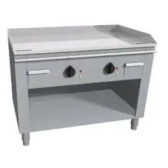 CUISINIÈRE  TEPPANYAKI ÉLECTRIQUE 2 ZONES DE CUISSON  - MOD.  VGO2100G -  Construite exclusivement sur mesure - Compartiment ouvert - Plaque de cuisson en chrome dure poli -Dosseret sur 4 côtés - Puissance électrique kW  10,8 (2x5,4 kW) - Voltage 400V tri
