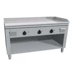 CUISINIÈRE  TEPPANYAKI ÉLECTRIQUE 3 ZONES DE CUISSON  - MOD.  VGO3140G -  Construite exclusivement sur mesure - Compartiment ouvert - Plaque de cuisson en chrome dure poli -Dosseret sur 4 côtés - Puissance électrique kW   16,2 (3x5,4 kW) - Voltage 400V tr