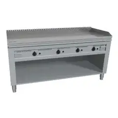 CUISINIÈRE  TEPPANYAKI ÉLECTRIQUE 4 ZONES DE CUISSON  - MOD. VGO4180 - Construite exclusivement sur mesure - Compartiment ouvert - Plaque de cuisson en chrome dure poli -Dosseret sur 4 côtés - Puissance électrique kW 21,6 (4x5,4 kW) - Voltage 400V triphas