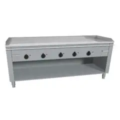 CUISINIÈRE  TEPPANYAKI ÉLECTRIQUE 5 ZONES DE CUISSON  - MOD. VGO5200G - Construite exclusivement sur mesure - Compartiment ouvert - Plaque de cuisson en chrome dure poli -Dosseret sur 4 côtés - Puissance électrique kW  27,0 (5x5,4 kW) - Voltage 400V triph