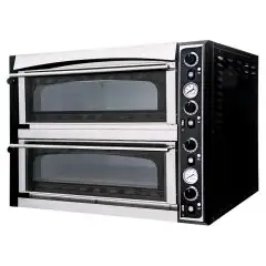 FOUR ÉLECTRIQUE MÉCANIQUE À PIZZA- Mod. SUPERIOR XL44 GLASS - N. 2 chambres - Portes en verre - Plan réfractaire ou Voutte et plancher en réfractaire ou chambre entièrement réfractaire - Dim.  chambre  72 x 72 x 14 h - N. Pizzas 4 + 4 (Ø cm 35) - Puissanc