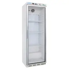 ARMOIRE RÉFRIGÉRÉE EN TÔLE PEINTE ET ABS - STATIQUE - ECO - Mod G-ER400G - N. 1 PORTE EN VERRE - CAPACITÉ 350 LT - Température +2º/+8ºC - Dim. 60x58,5x185,5 cm - Norme CE