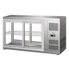 VITRINE RÉFRIGÉRÉE POUR COMPTOIR SNACK EN ACIER INOX AISI 430 - Mod. G-HAV111 - Température +2/+8°C - Lt. 150 - VOLTAGE MONOPHASE 230V/1/50Hz - PUISSANCE W 180 - Dim. 131 x51 x55 H cm - Poids 72 Kg.
