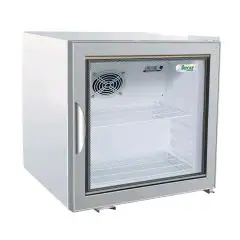 ARMOIRE RÉFRIGÉRÉE EN TÔLE PEINTE SNACK - STATIQUE Mod. G-SC50G - CAPACITÉ Lt 68 - N. 1 PORTE EN VERRE - Température +2°/+8°C - Dim. cm 57x53,3 x53 - Norme CE