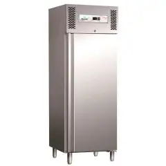 ARMOIRE RÉFRIGÉRÉE EN ACIER INOX AISI 304 - POUR SNACK BAR - STATIQUE - Mod. G-SNACK400TN - CAPACITÉ BRUTE 429  Lt - N. 1 PORTE - Température -2°/+8°C - Dim. 68x70x200 cm - Norme CE