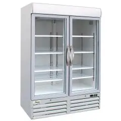 ARMOIRE RÉFRIGÉRÉE EN TÔLE PEINTE - SNACK - Mod. G-SNACK930BTG - Capacité  1078 Lt - N. 2 PORTES EN VERRE - Température -18º/-22ºC - Dim. 1376x63x213 cm - Norme CE